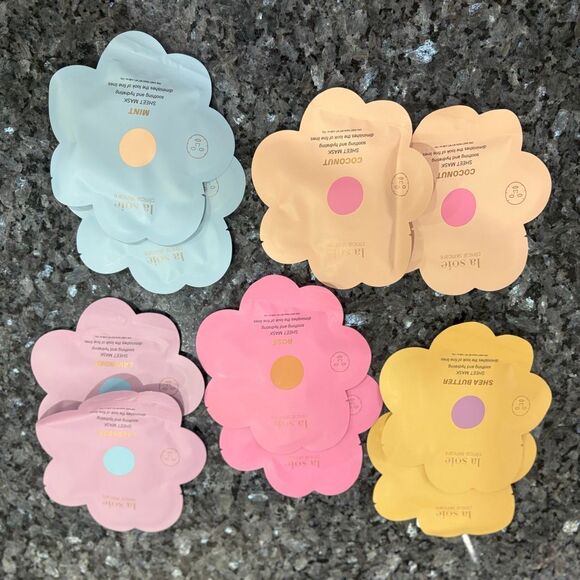 Lot of 10 La Soie Flower Sheet Masks – Assorted Scents New - Picture 2 of 7